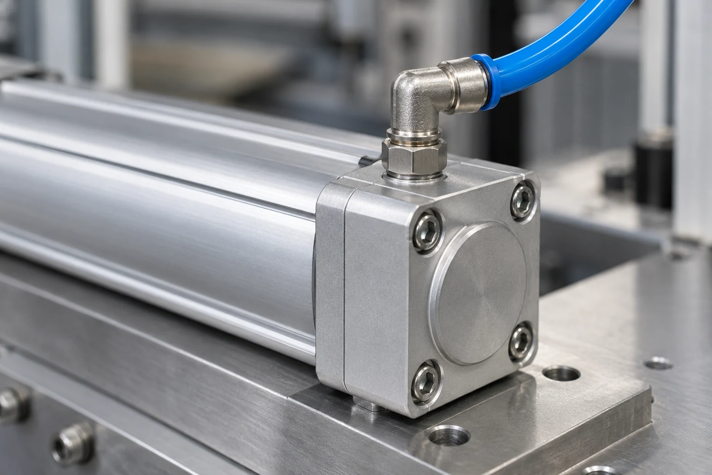 Cylinder and blue tubing route